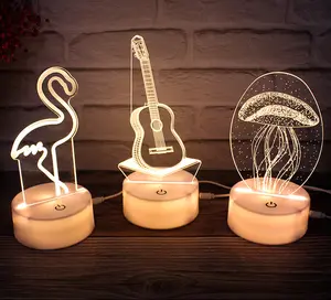 Üreticileri toptan 7 renk Led gece lambası USB Plug-in yaratıcı 3D beyaz taban noel süslemeleri ışık