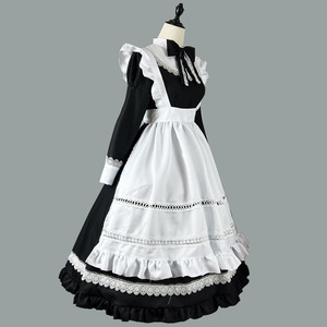Maid Costume Long Sleeve White Black Lace Dress Adult Women Anime Cosplay Outfit - Product Image 2