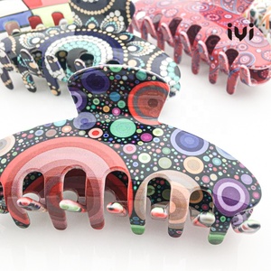 YIYI-Pinza para el pelo con estampado uv para mujer, pinza para el pelo de acetato con diseño personalizado de fábrica, clásica, coreana, venta al por mayor - Product Image 3