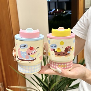 Botella de agua para niños, Taza Termo al vacío de bebida doble de acero inoxidable 316, práctica pajita, práctica taza de café para perro <span class=keywords><strong>salchicha</strong></span>, Color alto - Product Image 5