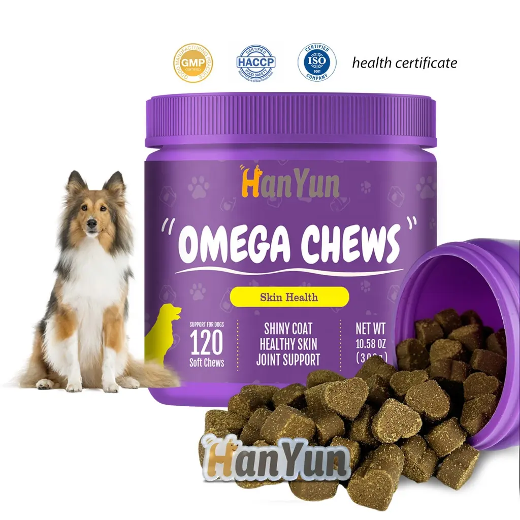 Wholesale Pet Dogs Nutrition Supplements Omega Chews with 100% All Natural Fish Oil Omega 3 for Anti Itch Skin and Coat