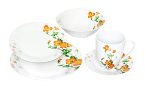 Juego de vajilla de porcelana y cerámica con diseño Floral, platos de lujo baratos al por mayor, color blanco, 30 piezas - Product Image 2