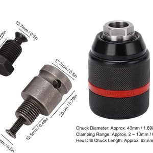 Electric Drill Chuck Adapter 12 Thread Straight Shank Keyless Clamping All Metal Universal Ratchet Connector For Drilling - Product Image 4