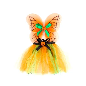 Halloween Party Kostuum Pompoen Vlinder Fee Vleugels En Tutu Set Voor Kids Qingdao Event & Party Benodigdheden Nylon Vleugel Door zee T/T