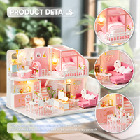Kit artisanal en bois pour la création de maisons miniatures, thème été, DIY basique, avec lumières LED, puzzle 3D en bois, métal, plastique et papier, pour les 14 ans et plus