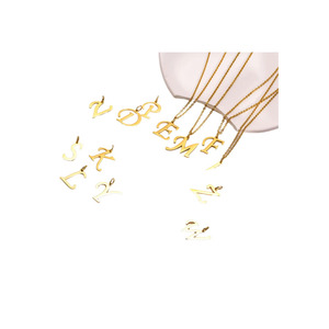Collana con Iniziale in Acciaio Inossidabile Placcato Oro 18K per Donna, 26 <span class=keywords><strong>Lettere</strong></span>, Ciondolo Delicato con Catena, Regalo <span class=keywords><strong>di</strong></span> Fidanzamento - Product Image 1