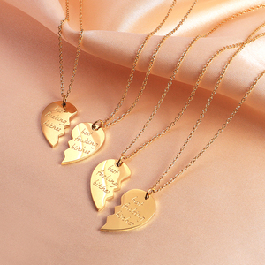 Minimalista corazón rompible medio corazón pareja Collar personalizado de acero inoxidable dividido roto colgante collar joyería - Product Image 5