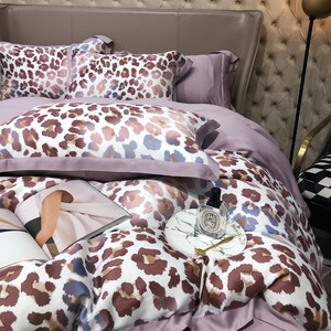 Tùy chỉnh chất lượng cao Violet <span class=keywords><strong>Leopard</strong></span> in <span class=keywords><strong>Quilt</strong></span> Cover mùa hè màu xám Lyocell sợi Comforter Bìa nhà dệt bộ đồ giường đặt - Product Image 6