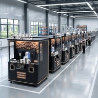 Distributeur automatique de café intelligent pour aéroport avec barista robotisé, service de café en 60 secondes, carte de crédit acceptée