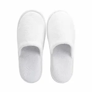 Wholesale Disposable White Guest Bedroom Slippers Customized Cotton Terry EVA Sole Hotel Spa Slippers