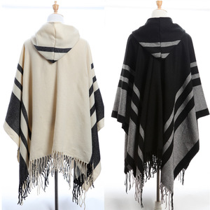 Bas prix de gros automne hiver nouvelle Cape châle chapeau <span class=keywords><strong>écharpe</strong></span> hommes femmes <span class=keywords><strong>cachemire</strong></span> tricoté gland châles traditionnels - Product Image 2