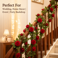 Guirnalda de Rosas Artificiales Long Branch para Decoración de Paredes, Bodas, Fiestas, Sesiones de Fotos de Celebridades y Adornos de Paisajes