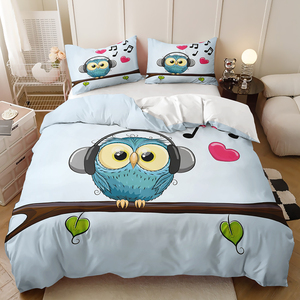 <span class=keywords><strong>Owl</strong></span> Duvet cover phim hoạt hình mềm sợi nhỏ trải giường bìa cho thanh thiếu niên trẻ em Bộ đồ giường thiết lập - Product Image 3