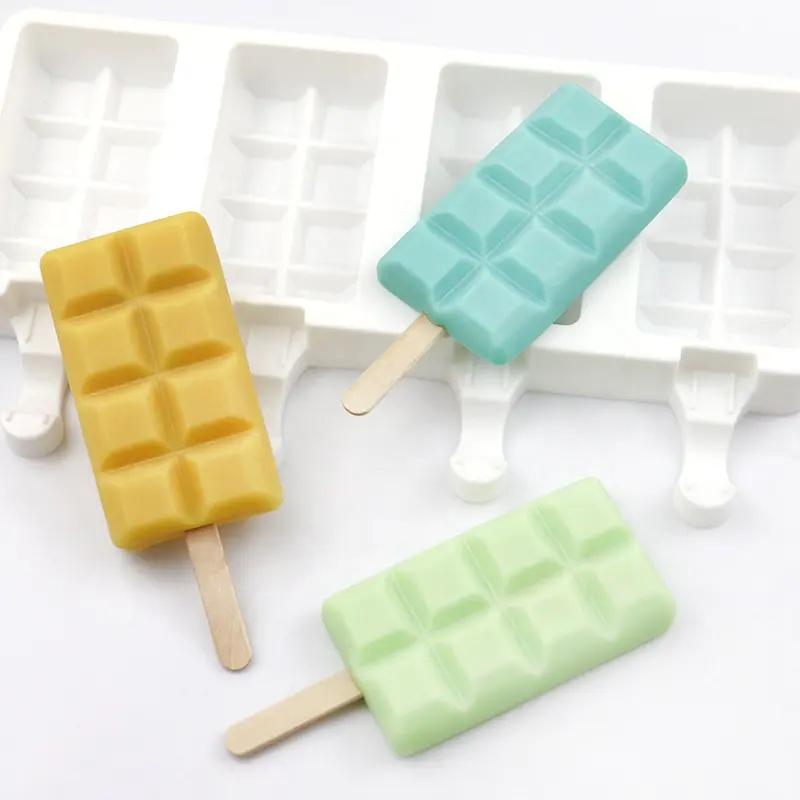 395 factory free sample 4 hole large size block shape silicone mold ice cream mold ice cream mold silicone Not stamped hand make