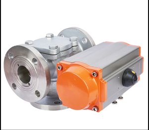 Vanne à boisseau sphérique pneumatique à trois voies à brides en acier inoxydable type T L Q644F-16P, en acier inoxydable 150 CF8 - Product Image 5