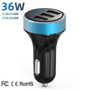 Oem 3.1a Portable Phone Fast Charger 3 Port Dual Usb Car Charger Quick Charge adapter qc 3.0 Car Charger