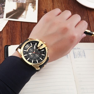 Montre de luxe pour homme, personnalisable avec logo, 8176, sport, affaires, bracelet en cuir, boîtier en alliage, cadran en verre, mouvement à quartz - Product Image 2