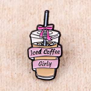 Pins de esmalte con diseño de dibujos animados de café helado <span class=keywords><strong>para</strong></span> mochilas, maletines y prendas de vestir, accesorios de moda, regalos - Product Image 5