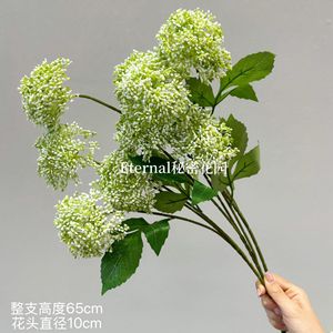 Hydrangea artificielle Secret Garden, blanc et vert, branche unique, décoration florale en plastique pour la maison, les mariages et les bureaux - Product Image 4