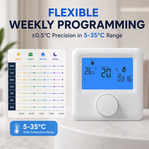 Thermostat intelligent numérique de pièce de bouton de Offre Spéciale bon marché pour le chauffage de chaudière d'eau de plancher, programmable, à piles - Product Image 3