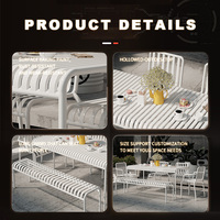 Ensemble de chaises de table modernes de luxe et durables en métal pour les cafés, les repas en plein air pour les parcs, les écoles, les villas et les fermes.