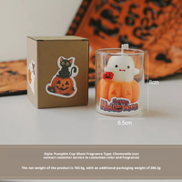 Coffret cadeau de bougies parfumées artisanales fantôme et citrouille pour décoration d'Halloween effrayante