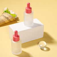 15ml 30ml 50ml grand bouchon à vis forme plate macaron rose bleu rouge noir flacon compte-gouttes en verre dépoli pour sérum de soin de la peau