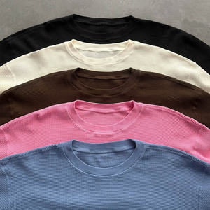 เสื้อยืดโอเวอร์ไซส์ทรงครอป แขนยาว ผ้าโพลีเอสเตอร์/คอตตอน สำหรับผู้ชาย  แบบเรียบ  คุณสมบัติป้องกันขนร่วงและระบายอากาศได้ดี - Product Image 5