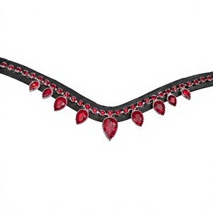 Diadema de cuero con cristales rojos de primera calidad para caballo, piezas de brida disponibles en todos los tamaños con calidad y precio de exportación. - Product Image 1