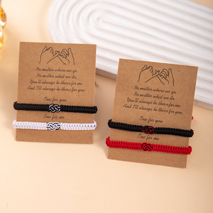 Couple <b>Bracelet</b> Woven Love <b>Rope</b> Red Black White Soulmates Friendship Anniversary Gift Unisex Jewelry - Product Image 1