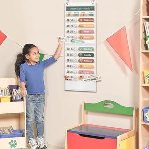 Tabla de horarios diarios, gráfico de bolsillo, rectangular vertical, de plástico, para gestión del tiempo, decoración para el aula, regreso a clases, color blanco - Product Image 1