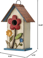 Nichoir suspendu moderne pour oiseaux, décoration de jardin et de patio extérieur, nichoir en bois vieilli, abri pour oiseaux, couleur naturelle durable