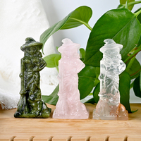 Figura de Bruja Tallada en Cuarzo Rosa, Piedra Natural Curativa, Pulida, para Regalo de Halloween, Venta al Por Mayor