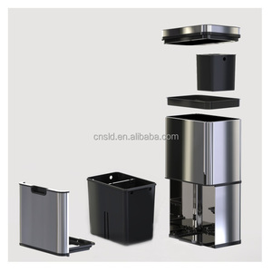 Contenedor de <span class=keywords><strong>Basura</strong></span> Inteligente de Acero Inoxidable de 60L <span class=keywords><strong>con</strong></span> <span class=keywords><strong>Sensor</strong></span> de Movimiento, 2 Compartimentos para Distinguir Residuos - Product Image 2