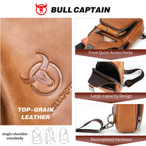 กระเป๋าคาดลำตัว BULLCAPTAIN สำหรับผู้ชาย หนังแท้ กระเป๋าสะพายข้าง กระเป๋าคาดอก กระเป๋าเดินทาง กระเป๋าสะพายไหล่ผู้ชาย กระเป๋าเป้ - Product Image 3