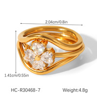 Bagues ajustables unisexes Gaovo Open Minimalist Classic Vintage, style cluster, scintillantes, plaquées or 18 carats, en acier inoxydable de luxe, pour mariage
