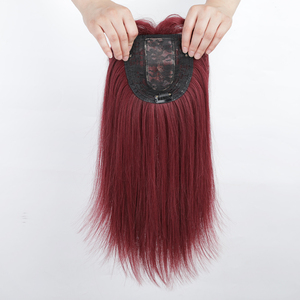 Faux postiche avec <span class=keywords><strong>frange</strong></span> rouge, Extension de <span class=keywords><strong>cheveux</strong></span> synthétiques une pièce naturelle pour femmes résistant à la chaleur - Product Image 2