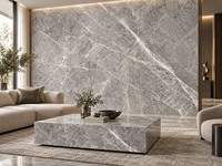 Dalles de marbre gris château pour revêtements de sol de hall, îlots de cuisine, murs de douche, tables basses, lavabos en pierre et buffets sur mesure