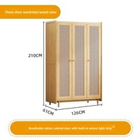 Armoire en rotin et bois massif style Wabi-sabi, porte battante amovible, rangement simple, mobilier de maison, grande chambre d'appartement, rétro