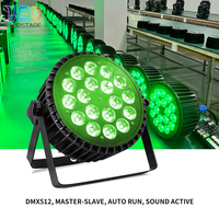 4 Focos LED RGBWA UV Slim Par de 18W DMX512 de Aluminio IP33 6 en 1 para DJ, Discoteca, Efecto Wash, Iluminación Profesional para Escenarios y Parques Temáticos