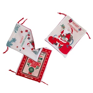 Pochette cadeau pour fête de Noël, sacs à cordon pour bonbons du Père Noël - Product Image 1