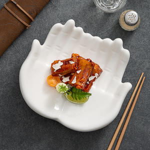Hand Shaped Ceramic Steak <b>Plate</b> Pasta Dessert Tray Glazed Household Tableware for <b>Snacks</b> Meals Weddings Home Restaurant Use - Product Image 5