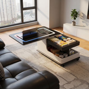 Height Adjustable End <b>Table</b>, Multipurpose <b>Side</b> <b>Table</b>, Couch <b>Side</b> Snack Drink <b>Table</b> for Bedroom Small Space - Product Image 2