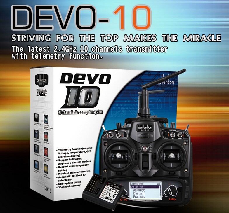 Walkera DEVO10 2.4ghz 10CH Radio & RX1002 Receiver for RC