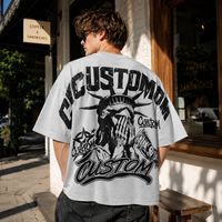 T-shirt Homme Oversize Vintage à Manches Courtes en Coton Délavé Effet Usé avec Impression Logo Personnalisé Style Hip Hop Streetwear