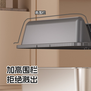 Extra Large High-Fence <b>Cat</b> <b>Litter</b> Box 20cm Splash Protection Open Top Entry Rectangle Metal Plastic - Product Image 3