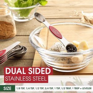 Primavera Chef doppio lato magnetico 60ml 30ml misurini 8 pezzi in acciaio inossidabile cucchiaio gelato rosso-2 prodotto Bundle