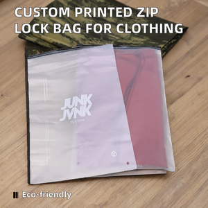 Sac d'emballage biodégradable en polyéthylène givré avec fermeture éclair, impression personnalisée du logo de la marque, pour vêtements - Product Image 2