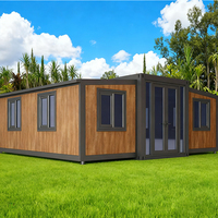 Maison conteneur extensible, villa préfabriquée, cabane modulaire en acier 20FT 40FT avec mur en verre pour la vie en plein air
