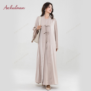 Aschulman Tùy Chỉnh Thiết Kế Cao Cấp Satin Abaya <span class=keywords><strong>Maxi</strong></span> Chiều Dài 2025 Mới Nhất Abayas Phụ Nữ Hồi Giáo Váy Phụ Nữ Hồi Giáo Abaya - Product Image 4